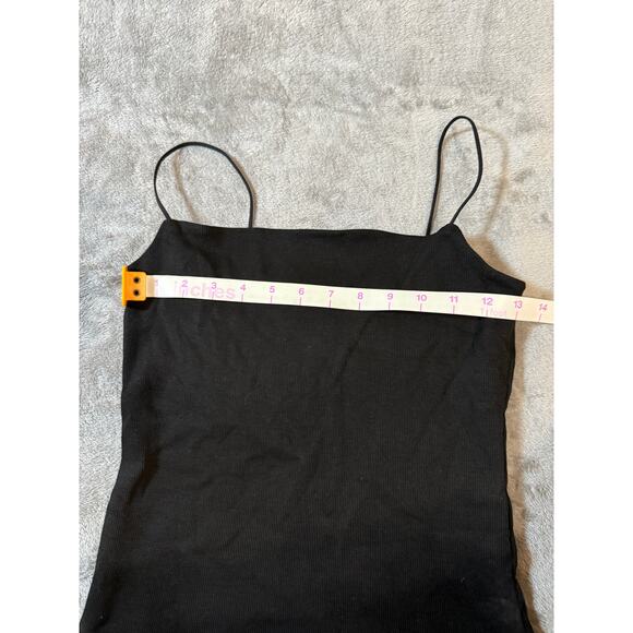 NWT Madewell Jet Black Squareneck Tank Top Size Medium Y2K Stretch Causal Cotton - Picture 8 of 9